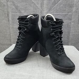 Timberland Camdale black Nubuck suede Chunky heeled lace-up boot women's 6.5